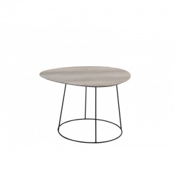 Table de salon ovale en Fausse fourrure - bois - métal gris 69x55x45 cm