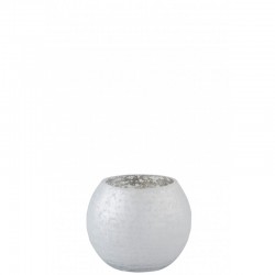 Photophore boule en verre argent 12x12x9.5 cm