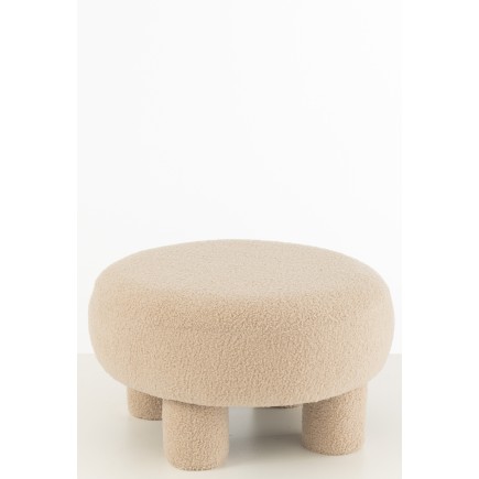 Pouf rond en textile beige 52x52x28cm