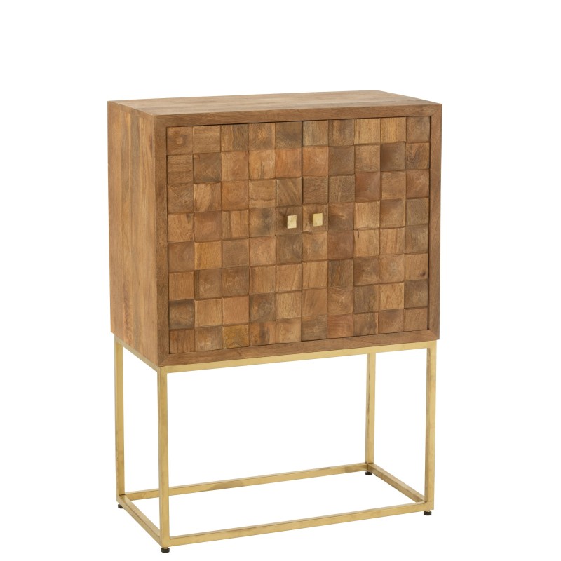 Commode suspendue à porte en bois de manguier beige 76x40x122 cm