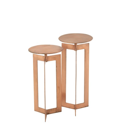 Set de 2 tables d’appoint en métal cuivre 30x30x71 cm