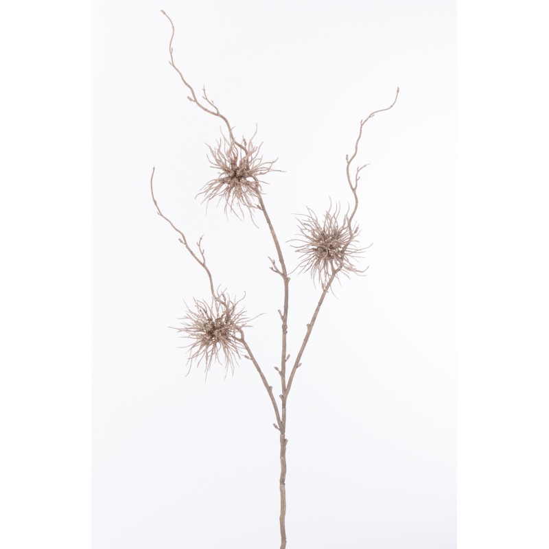 Branche d’oursin 3 fleurs en plastique rose 12x12x86 cm