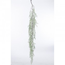 Rama suspendida con hojas de plástico verde 6x13x157 cm
