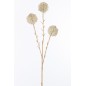 Branche 3 fleurs pompons en plastique crème 5x12x66 cm