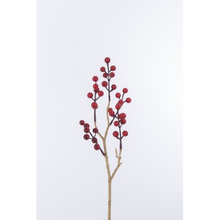 Branche de baies en plastique rouge 4x8x50 cm