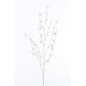 Branche de pompoms et perles en plastique blanc 3x8x93 cm