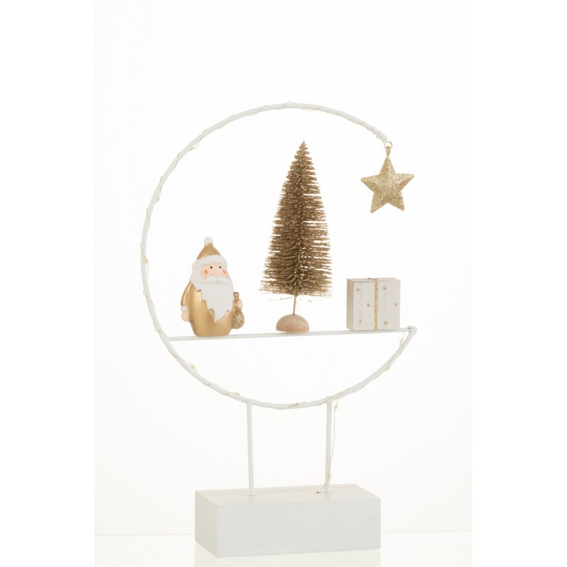 Décoration de Noël sur socle en bois blanc 30x20x5.8 cm