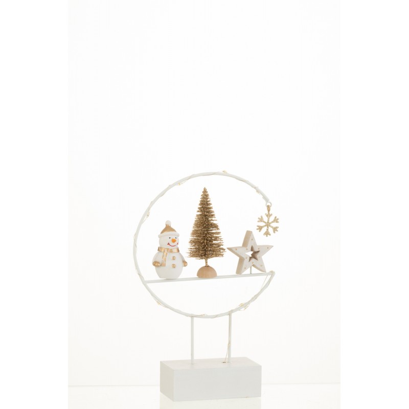 Décoration de Noël sur socle en bois blanc 22.5x15x5 cm