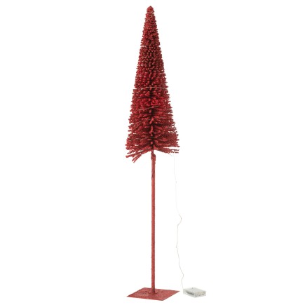 Arbre avec led en plastique rouge 18x18x98 cm