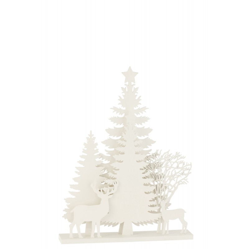 Décoration de Noël à led en bois blanc 35x5.5x45 cm