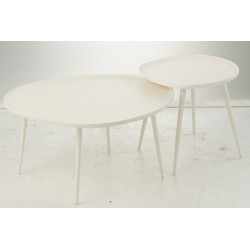 Set 2 tables en Aluminium Blanc 72,5x63x38cm