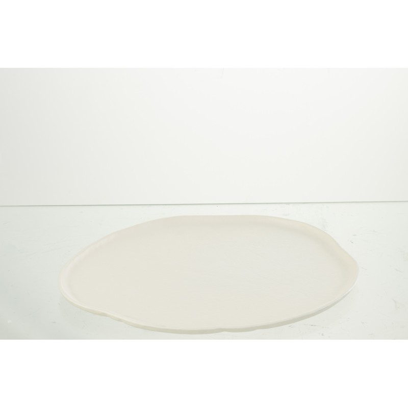 Plateau rond en aluminium blanc 35x31x1 cm