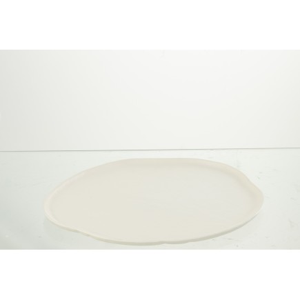 Plateau rond en aluminium blanc 35x31x1 cm