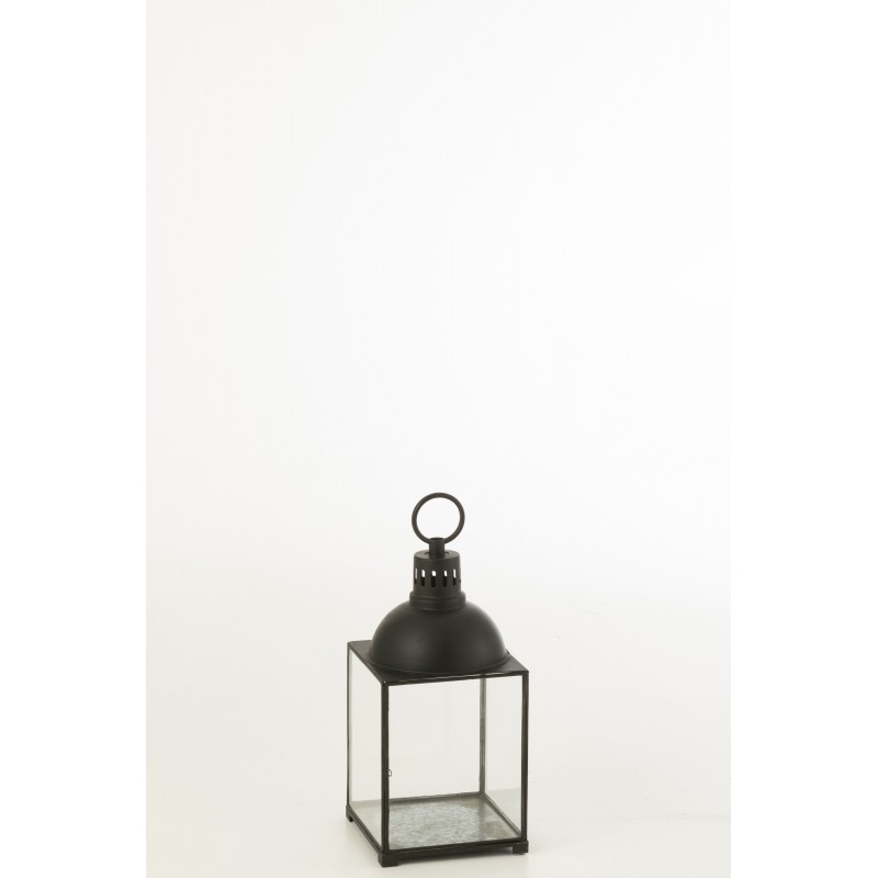 Lanterne rectangulaire en métal noir 24x24x57 cm