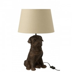 Lampe chien en résine marron 52x31x36 cm