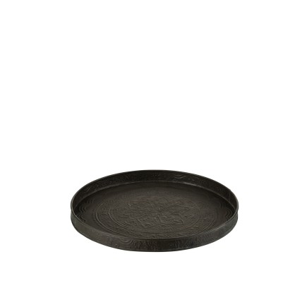 Plateau rond avec bords en métal noir D35cm