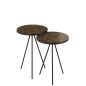 Lot de 2 tables avec cercles en résine marron et noir H50 et 58cm