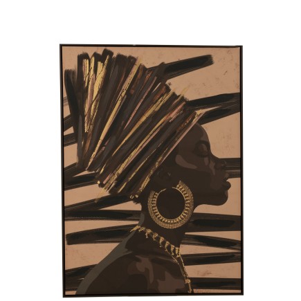 Cadre avec dessin femme africaine en bois et toile L103*l4*H143cm