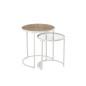 SET DE DEUX TABLES BASSES LOUNGE METAL/BOIS BLANC/NATUREL