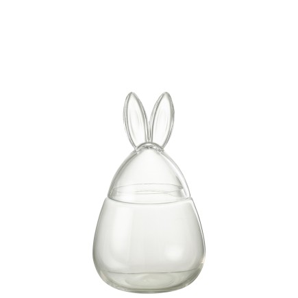 Bonbonnière lapin en verre transparent 20x20x34 cm