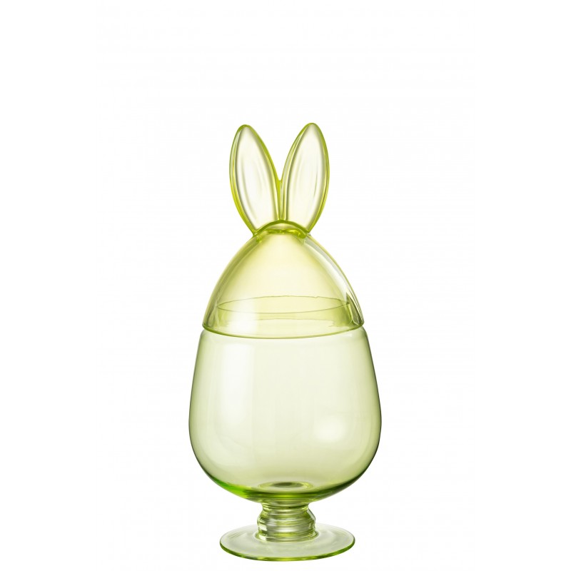 Bonbonnière lapin en verre vert 17x17x38 cm