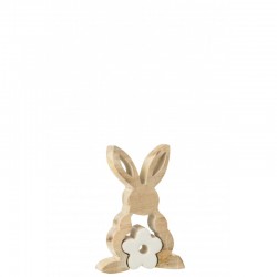Puzzle de conejo de madera blanco 9,5x3x14,5cm