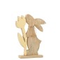 Lapin avec fleur en bois jaune 20x5x28 cm