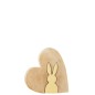 Coeur synthétiquezzle avec lapin en bois jaune 18x17x3 cm