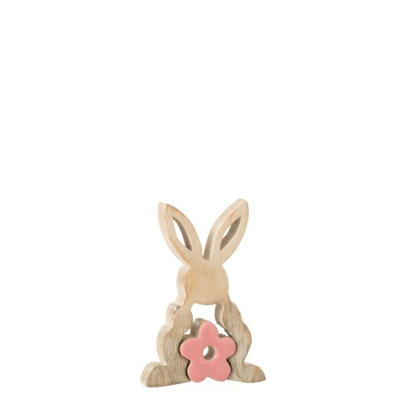 Lapin puzzle en Bois Rose 9,5x2,5x14,5cm