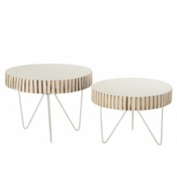 Set de 2 tables en bois blanc 48x48x37 cm