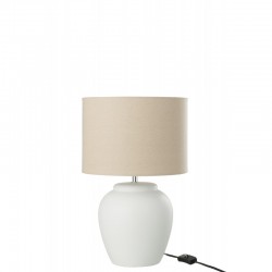 Lampe avec abat-jour en céramique blanc 28x28x48 cm