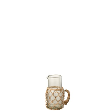 Carafe avec filet rotin en verre transparent 11x8x13 cm