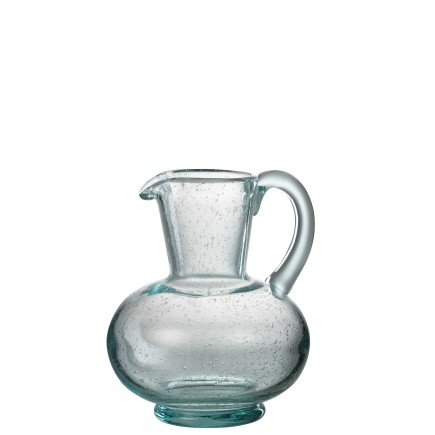 Carafe boule en verre bleu 17x15x21 cm