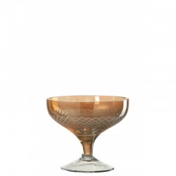 Vaso redondo con base de vidrio dorado de 12x12x10 cm
