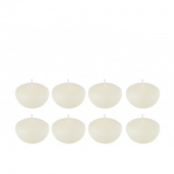 Set de 8 bougies flottantes 4h en parafinne blanc 6x6x4 cm