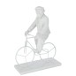 Statuette singe à vélo en synthétique blanc 26x14x34 cm