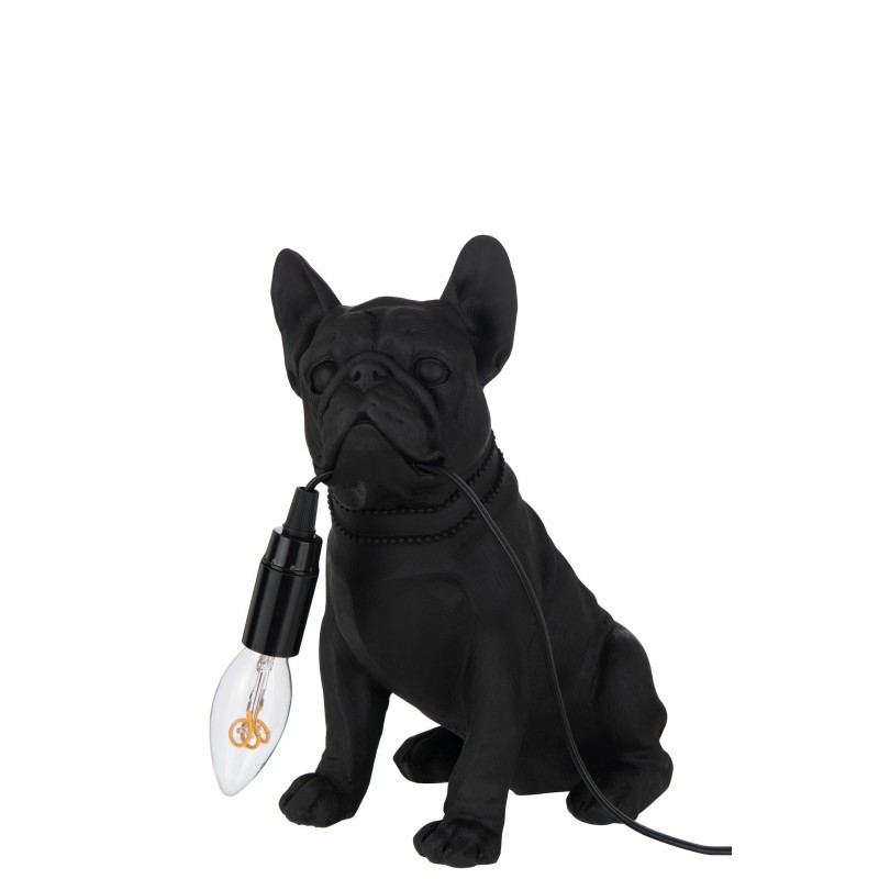 Lampe bulldog en synthétique noir 25x14x29 cm