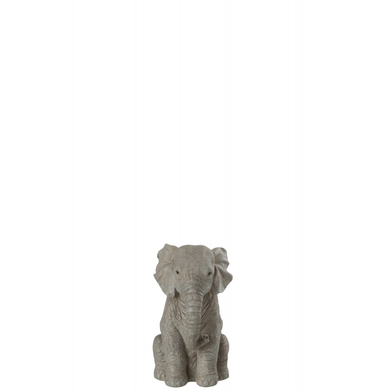 Elefante sentado en sintético gris 12x12x19 cm
