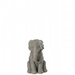 Elefante sentado en sintético gris 16x15x24 cm