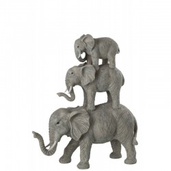 Éléphants en résine gris 33.5x12x41 cm
