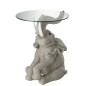 Table ronde avec socle éléphant en synthétique gris 49x48x63 cm