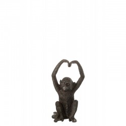 Mono con brazos en forma de corazón de material sintético marrón de 13x12x23 cm