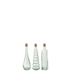 Bouteilles hautes en verre transparent 4x4x19 cm - Ass *3