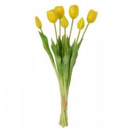 Ramo de 7 tulipanes artificiales de color amarillo sintético de 17x10x46 cm