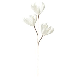 3 fleurs sur branche en synthétique blanc 94x41x12 cm