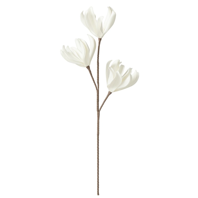 3 fleurs sur branche en synthétique blanc 94x41x12 cm