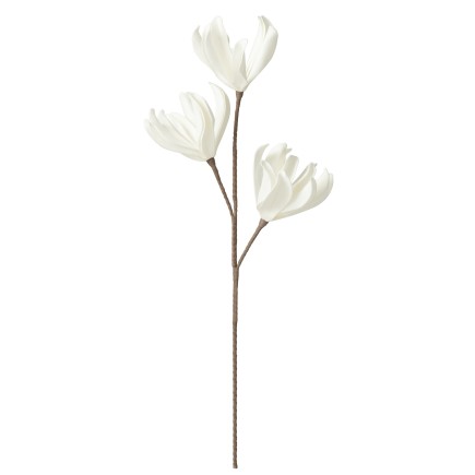 3 fleurs sur branche en synthétique blanc 94x41x12 cm