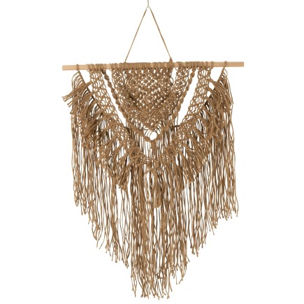 Suspension murale macramé en bois naturel 63x75x2 cm