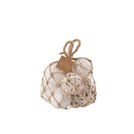 Sac de boules plantes séchées en bois blanc 18x15x15 cm