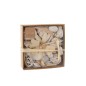 Potpourri fleurs et noix en bois blanc 18x18x6 cm